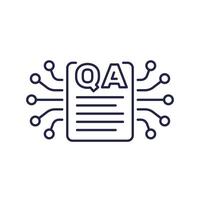 QA icon, Quality Assurance line vector