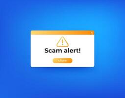 Scam alert warning window, design vector
