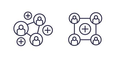 referrals line icons with people vector