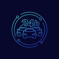 car fleet 24 hours icon in linear design vector
