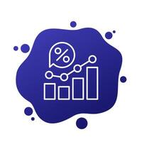 high interest rate line icon with a graph, vector