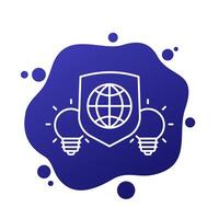 global patent protection icon in line design vector