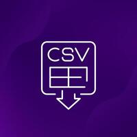download csv file icon, line vector