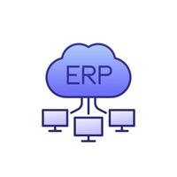 ERP software solutions icon with cloud vector