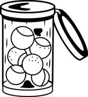 Ball container icon in sketchy style vector