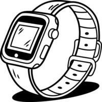 Fitness tracker watch icon in sketchy style vector