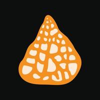 Bright and vibrant orange seashell with irregular pattern in a flat style vector