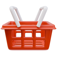 3D Rendering Red Shopping Basket with White Handles png
