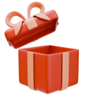 3D Rendering Open Red Gift Package with Ribbon png