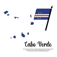 Cabo flag with map banner Cabo flag illustration design or Cabo independence day banner design vector