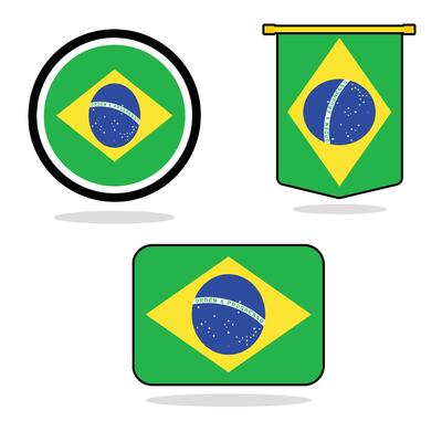 Brazil set of flag banner Brazil flag with white background illustration design Brazil independence day banner design