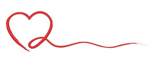 The one line symbol of a red heart. vector