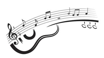 The symbol of a guitar with music notes. vector