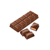 Large chocolate and small chocolate each divided into three parts on a transparent background png