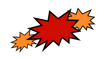 A set of colorful empty shapes with spikes, a template for a comic strip speech bubble cartoon, fill in with the words of your choice. Isolated. png