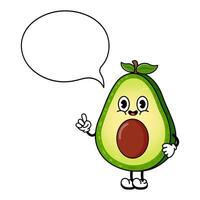 Cute funny Avocado with an inscription character. hand drawn Avocado character illustration icon. Isolated white background vector