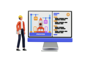 Web Development 3D Illustration. Professional programmer 3d illustration png