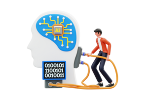 Artificial Intelligence Engineer 3D Illustration. AI Prompt Engineering 3D Illustration png