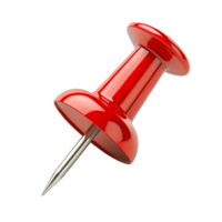 Oversized Red Push Pin with Glossy Finish and Metallic Sheen png