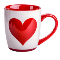 Red Heart Ceramic Mug with Glossy Finish and Red Interior, Valentine's Day Theme png