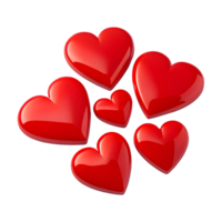 3D Red Heart Shapes with Glossy Surface for Romantic Valentine's Day Graphic Design png