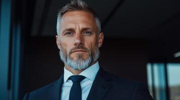Portrait of a confident businessman in a well fitting suit photo