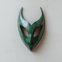 Green mask on beige background photo