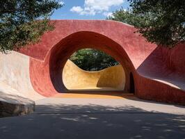 Abstract colorful tunnel architecture in a park photo