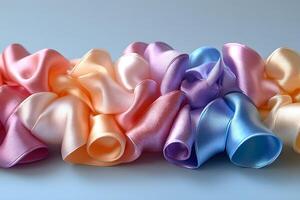 Assorted Pastel Satin Ribbons in Soft Gradient for Decorative Projects photo