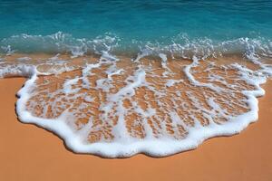 Tranquil Beach Scene with Waves Gently Receding on Sandy Shore photo