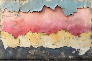Vintage Textured Wall with Colorful Weathered Paint for Artistic Background Use photo
