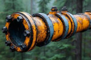 Industrial Pipeline in Forest Setting for Infrastructure and Environment Themes photo