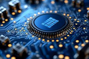 High-Tech Microchip Circuit Board for Modern Computing and Electronics photo