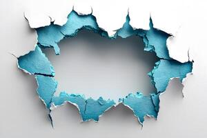 Torn Paper Effect with Blue Textured Background for Creative Design and Artistic Concepts photo