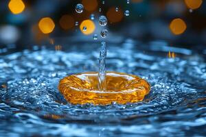 Water Droplet Splash with Bokeh Background for Abstract Design photo
