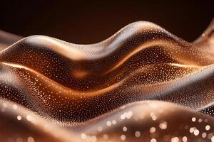 Abstract Golden Waves with Glowing Particles and Smooth Curves for Futuristic Design photo