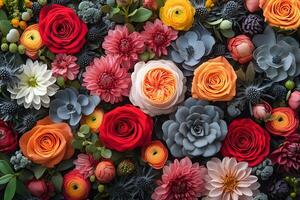 Vibrant Floral Arrangement for Spring Decor and Greeting Card Design photo