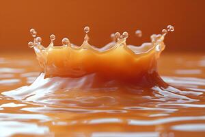 Splash of Caramel Liquid Creating Crown Shape for Art and Design photo