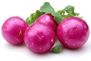 Fresh Pink Radishes with Leaves for Culinary and Botanical Design Projects photo