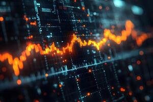 Dynamic Digital Data Analysis with Vibrant Light Patterns for Technology and Finance Concepts photo