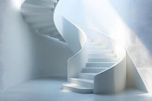 Elegant Spiral Staircase in Minimalist White Interior Design for Modern Architecture Projects photo