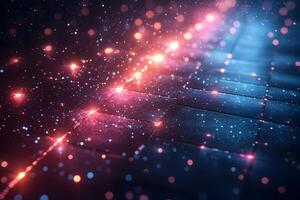 Abstract Digital Landscape with Glowing Pixels and Bokeh Effect for Tech Design photo