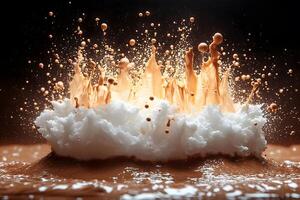 Explosive Coffee Splash and Foam in Dynamic Abstract Art Design photo