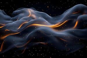 Abstract Cosmic Waveforms with Fiery Accents in a Starry Night Theme for Digital Art and Background Design photo