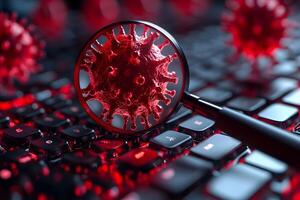 Exploring Digital Security Virus and Malware Threats on Computer Keyboards photo
