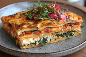 Gourmet Vegetarian Lasagna with Spinach and Ricotta Layers for Culinary Inspiration photo