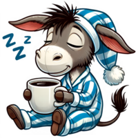 Sleepy Donkey With Coffee png