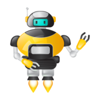 yellow robot with pointing hand png