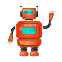 red robot with pointing hand png