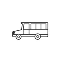 Side View of Outline School Bus Icon on White Background vector